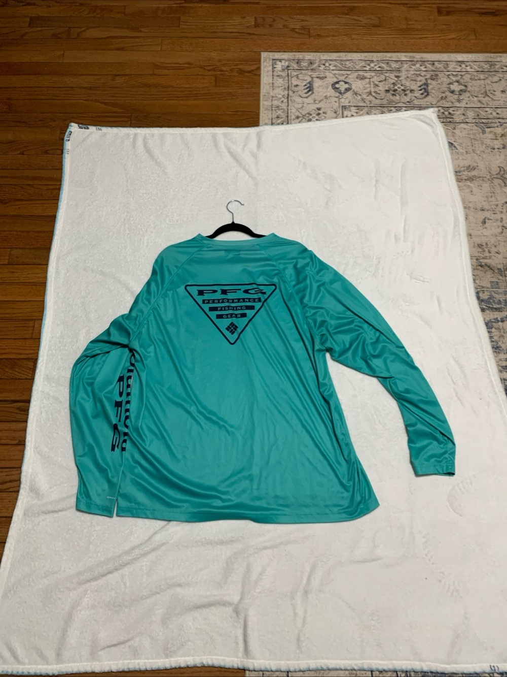 Columbia Teal Long Sleeve PFG Performance Fishing Shirt